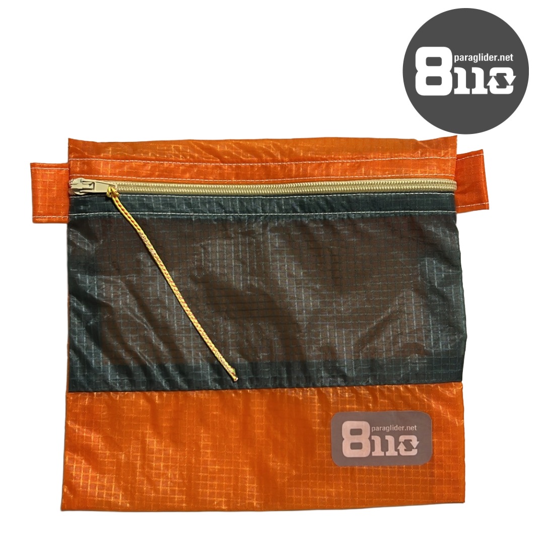 ポーチ/オレンジ・グレー/ハンドメイド/パラグライダーリメイク